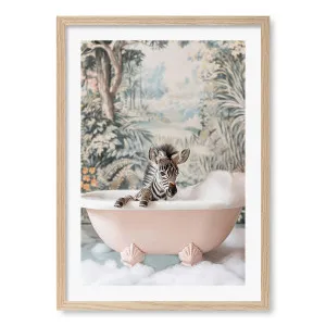 Zebra Bath Time Framed Art Print by Niky Rahner by Profile Australia, a Prints for sale on Style Sourcebook