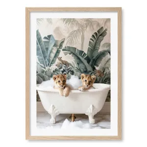Tropical Lion Bath Framed Art Print by Niky Rahner by Profile Australia, a Prints for sale on Style Sourcebook