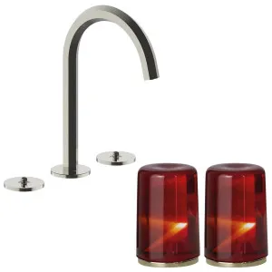 Fantini Venezia by Venini Red Amber Handle Basin Set - Polished Nickel PVD VENBS704PNKVNCO by Fantini, a Kitchen Taps & Mixers for sale on Style Sourcebook