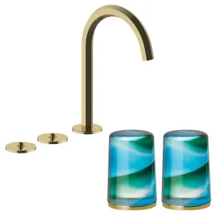 Fantini Venezia by Venini Aquamarine Green Handle Tall Basin Set - Gold Plus VENBS705GPLVNCN by Fantini, a Kitchen Taps & Mixers for sale on Style Sourcebook