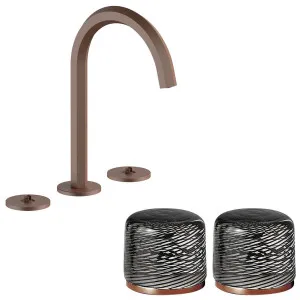 Fantini Venezia by Venini Black Filigree Handle Basin Set - Matte Copper PVD VENBS704MCPVNCQ by Fantini, a Kitchen Taps & Mixers for sale on Style Sourcebook