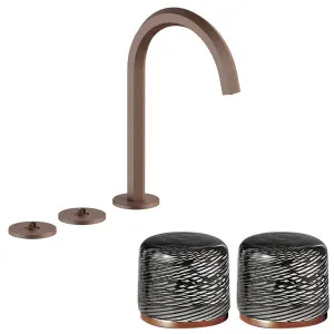 Fantini Venezia by Venini Black Filigree Handle Tall Basin Set - Matte Copper PVD VENBS705MCPVNCQ by Fantini, a Kitchen Taps & Mixers for sale on Style Sourcebook