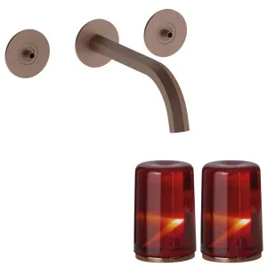Fantini Venezia by Venini Red Amber Handle Wall Basin Set - Matte Copper PVD VENWBVENRAMCP by Fantini, a Kitchen Taps & Mixers for sale on Style Sourcebook