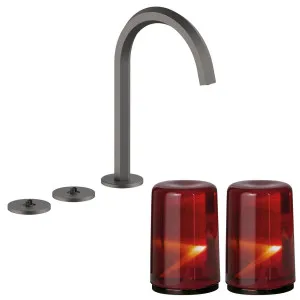 Fantini Venezia by Venini Red Amber Handle Tall Basin Set - Matte Gunmetal PVD VENBS705MGMVNCO by Fantini, a Kitchen Taps & Mixers for sale on Style Sourcebook