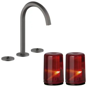 Fantini Venezia by Venini Red Amber Handle Basin Set - Matte Gunmetal PVD VENBS704MGMVNCO by Fantini, a Kitchen Taps & Mixers for sale on Style Sourcebook