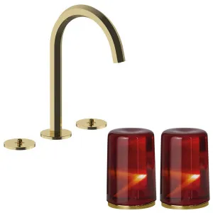 Fantini Venezia by Venini Red Amber Handle Basin Set - Gold Plus VENBS704GPLVNCO by Fantini, a Kitchen Taps & Mixers for sale on Style Sourcebook