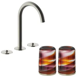 Fantini Venezia by Venini Amethyst Amber Handle Basin Set - Polished Nickel PVD VENBS704PNKVNCM by Fantini, a Kitchen Taps & Mixers for sale on Style Sourcebook