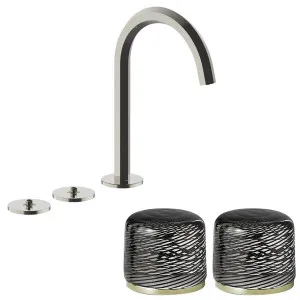 Fantini Venezia by Venini Black Filigree Handle Tall Basin Set - Polished Nickel PVD VENBS705PNKVNCQ by Fantini, a Kitchen Taps & Mixers for sale on Style Sourcebook