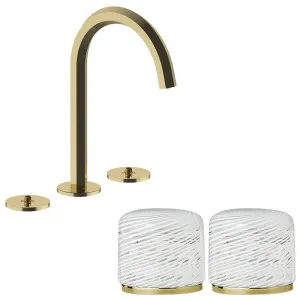 Fantini Venezia by Venini White Filigree Handle Basin Set - Gold Plus VENBS704GPLVNCP by Fantini, a Kitchen Taps & Mixers for sale on Style Sourcebook