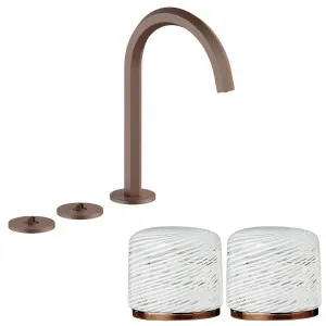 Fantini Venezia by Venini White Filigree Handle Tall Basin Set - Matte Copper PVD VENBS705MCPVNCP by Fantini, a Kitchen Taps & Mixers for sale on Style Sourcebook