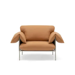 Alva Leather & Brushed Steel Frame Armchair - [ Simpson Tan ] by ELLISON STUDIOS., a Chairs for sale on Style Sourcebook