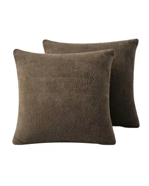 Cocoa Snuggle Fleece European Pillowcase Pair by null, a Cushions, Decorative Pillows for sale on Style Sourcebook