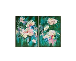 Hand-Painted Floral Set of Two Wall Art Canvas 140cm x 100cm by Luxe Mirrors, a Prints for sale on Style Sourcebook