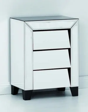 Patty Mirrored 3 Drawer Bedside Table 60cm x 45cm by ", a Bedside Tables for sale on Style Sourcebook