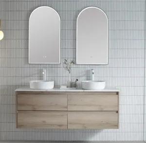 Matt White Arch 500D LED Mirror 90cm x 50cm by Luxe Mirrors, a Vanity Mirrors for sale on Style Sourcebook