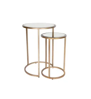 Serenity Nesting Side Tables Antique Gold 50cm / 60cm by Cafe Lighting &amp; Living, a Side Table for sale on Style Sourcebook