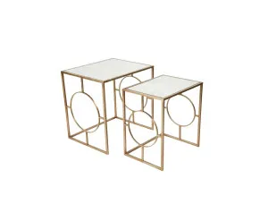 Marley Nesting Side Tables Antique Gold 50cm / 60cm by Cafe Lighting &amp; Living, a Side Table for sale on Style Sourcebook