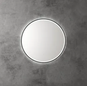 Touchless LED Round Mirror with Matt Black Frame 70cm by Luxe Mirrors, a Vanity Mirrors for sale on Style Sourcebook