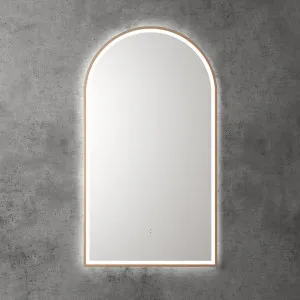 Touchless LED Arch Mirror with Brushed Bronze Frame 90cm x 50cm by Luxe Mirrors, a Vanity Mirrors for sale on Style Sourcebook