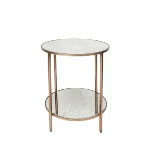 Mirrored Cocktail Side Table Antique Gold 65cm x 50cm by Cafe Lighting &amp; Living, a Side Table for sale on Style Sourcebook