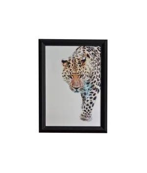 Walking Leopard Black Painted Framed Wall Art 110cm x 80cm by Dasch Design, a Prints for sale on Style Sourcebook