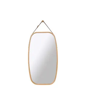 Oval Bamboo Frame and Leather Strap Wall Mirror 74cm x 43cm by Luxe Mirrors, a Vanity Mirrors for sale on Style Sourcebook