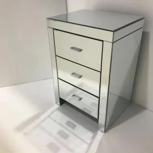 Modern Bedside Mirrored with 3 Drawers 66cm x 35cm x 45cm by Dasch Design, a Console Table for sale on Style Sourcebook