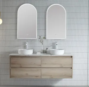 Brushed Nickel Arch 500D LED Mirror 90cm x 50cm by Luxe Mirrors, a Vanity Mirrors for sale on Style Sourcebook