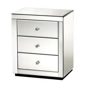 3 Drawer Mirrored Bedside Silver 40cm x 58cm by ", a Bedside Tables for sale on Style Sourcebook