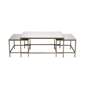 3 piece Gold Cocktail Coffee Table Set 46cm x 112cm by Cafe Lighting &amp; Living, a Coffee Table for sale on Style Sourcebook