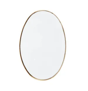 Davey Gold Oval Wall Mirror 90cm x 61cm by Luxe Mirrors, a Vanity Mirrors for sale on Style Sourcebook
