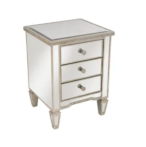 Ribbed Antique Mirrored Bedside with 3 Drawers 50cm x 45cm x 66cm by Dasch Design, a Bedside Tables for sale on Style Sourcebook