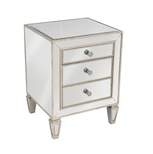 Antique Mirrored Bedside with 3 Drawers 50cm x 45cm x 66cm by Dasch Design, a Bedside Tables for sale on Style Sourcebook