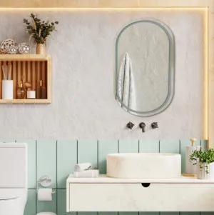 Frameless Star Oval LED Black Strip Wall Mirror 90cm x 50cm by Luxe Mirrors, a Vanity Mirrors for sale on Style Sourcebook