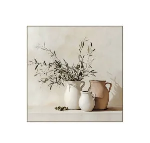 Olive Branches and Earthenware Wall Art Canvas 80cm x 80cm by ", a Prints for sale on Style Sourcebook
