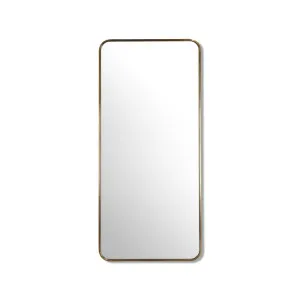 Round Corner Gold Brass Metal Frame Bathroom Mirror ? 100cm x 56cm by Luxe Mirrors, a Vanity Mirrors for sale on Style Sourcebook