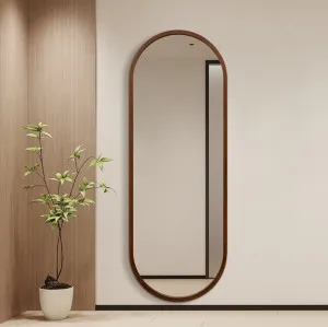 Contemporary Oval Walnut Wood Floor Mirror 60cm x 168cm by BestWorld, a Mirrors for sale on Style Sourcebook