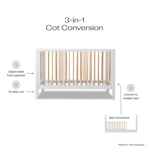Fraser White/Natural Coastal  3-in-1 Conversion Cot Bundle - Mocka by Mocka., a Cots & Bassinets for sale on Style Sourcebook