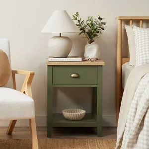 Hastings Bedside Table - Olive Green/Natural - Mocka by Mocka., a Side Table for sale on Style Sourcebook