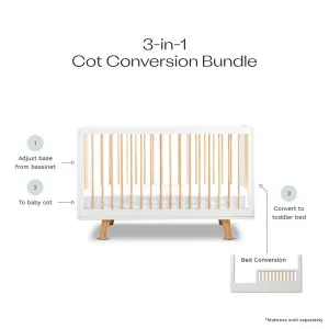 Aspen White/Natural 3-in-1 Cot Conversion Bundle - Mocka by Mocka., a Cots & Bassinets for sale on Style Sourcebook