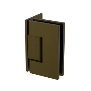 Industry Wall to Glass 90 Degree Hinge with L Type Mounting Plate - Antique Brass by Estelle, a Shower Hinges for sale on Style Sourcebook
