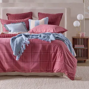Habitat Charli Reversible Check/Stripe Quilt Cover Set Berry by Habitat, a Quilt Covers for sale on Style Sourcebook