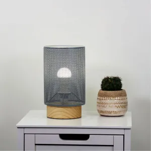 Oriel Lighting Lenny Mesh Table Lamp with Timber Base - Grey by Oriel Lighting, a Lighting for sale on Style Sourcebook