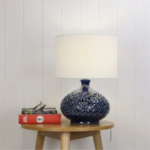 Oriel Lighting Douglas Ceramic Table Lamp with Fabric Drum Shade - Blue by Oriel Lighting, a Lighting for sale on Style Sourcebook