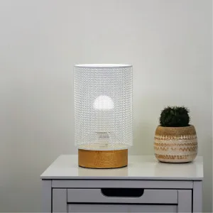 Oriel Lighting Lenny Mesh Table Lamp with Timber Base - White by Oriel Lighting, a Lighting for sale on Style Sourcebook
