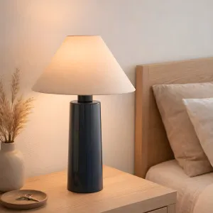 Mayfield Amaya Modern Ceramic Table Lamp with Linen Shade - Blue by Mayfield, a Lighting for sale on Style Sourcebook