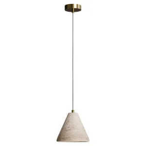 Calibo Orville Modern Travertine Stone Cone Pendant - Beige by Calibo, a Lighting for sale on Style Sourcebook