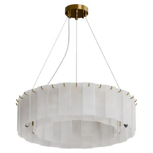 Calibo Mirage 12 Light Alabaster Stone 600mm Round Pendant - Brass by Calibo, a Lighting for sale on Style Sourcebook