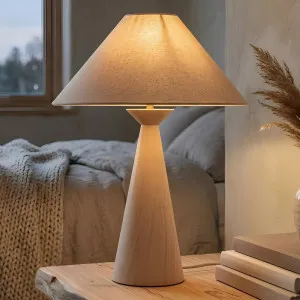 Mayfield Emba Timber Table Lamp with Tapered Linen Shade - White by Mayfield, a Lamps for sale on Style Sourcebook