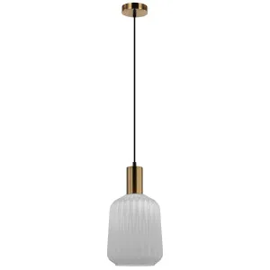 CLA Papel Pleated Opal Glass Jar Pendant with Brass Accent - Translucent by Compact Lamps Australia, a Lighting for sale on Style Sourcebook